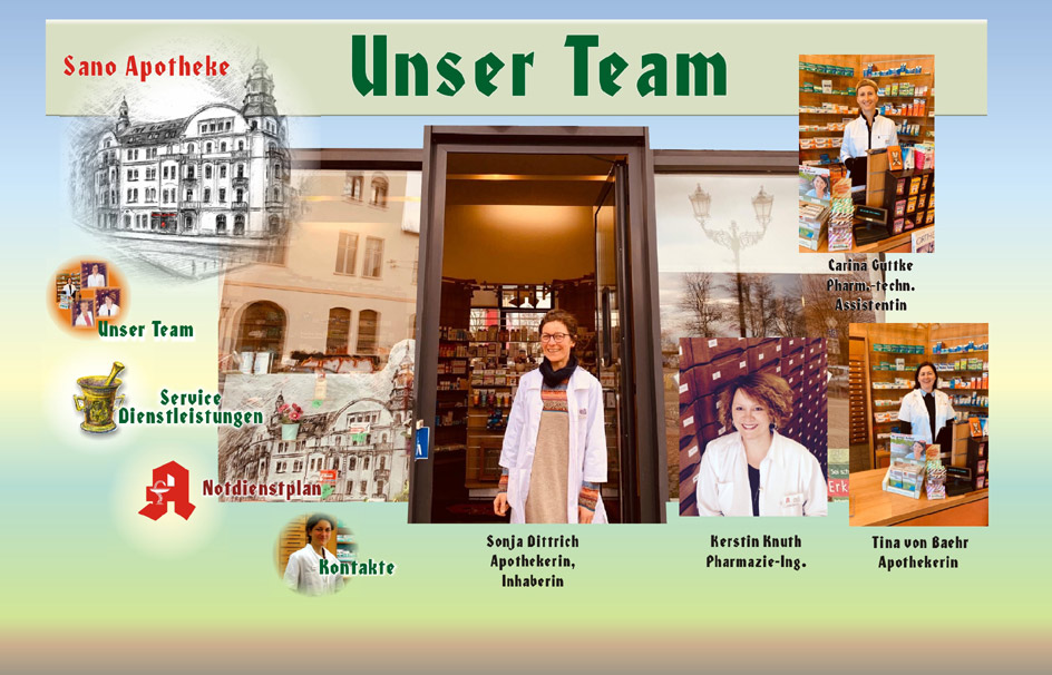 Sano Santorio Apotheke in Berlin-Köpenick.Inhaberin Sonja Dittrich. Sie können Medikamente vorbestellen. Service und Informationen rund um die Gesundheit.